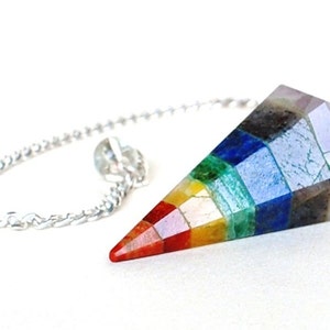 Chakra Crystal Dowsing Pendulum Including Seven Crystal Types Natural Gift - Chakra Balancing