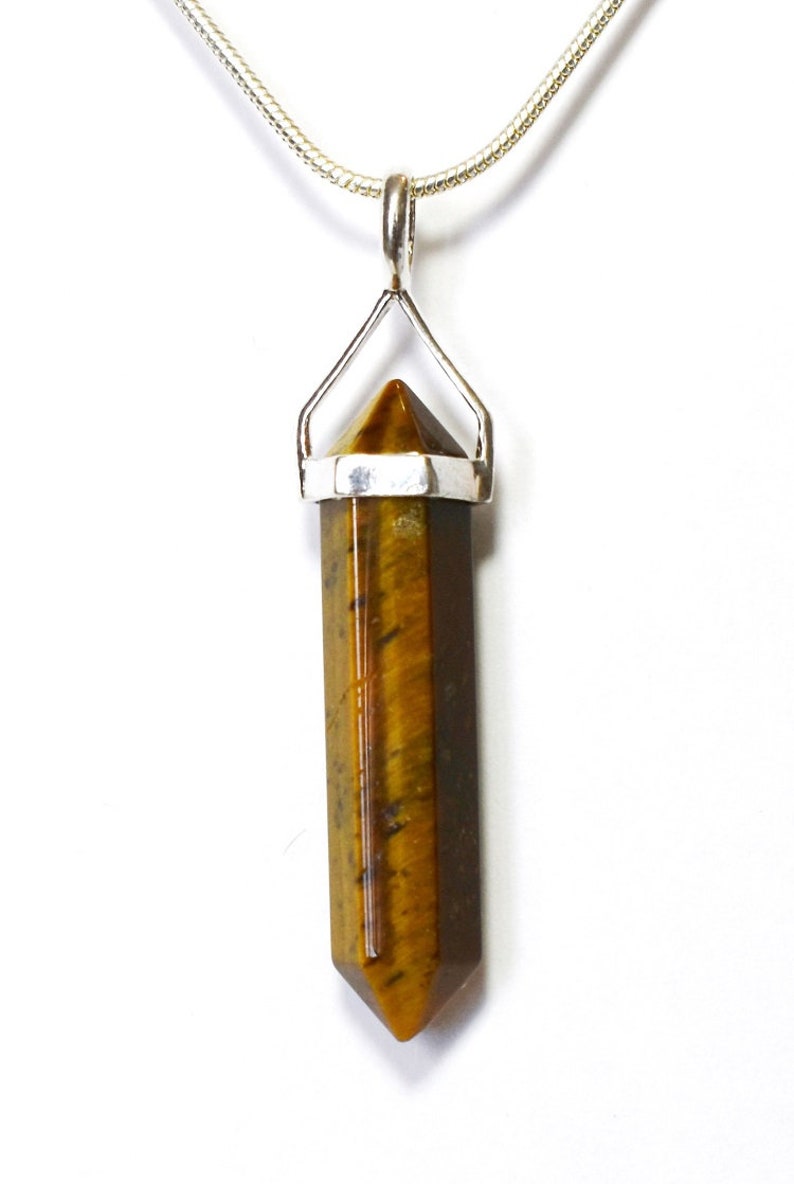 Tigers Eye Crystal Gemstone 925 Silver Necklace Pendant In Etsy