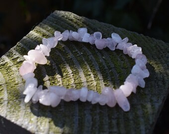 Rose Quartz Crystal Gemstone Chip Bracelet Natural Gift - Stone of Love