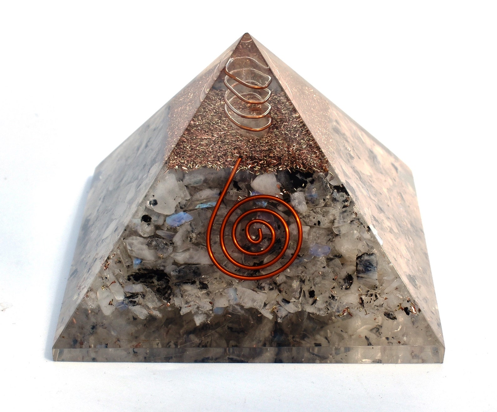 CRISTALLIUM Orgone Pyramid Crystal Healing Stone Energy Generator Healing Crystals Chakra Crystal Healing Meditation Crystal Sphere Orgonite Crystal Pyramid Women Gift - Blue Stone