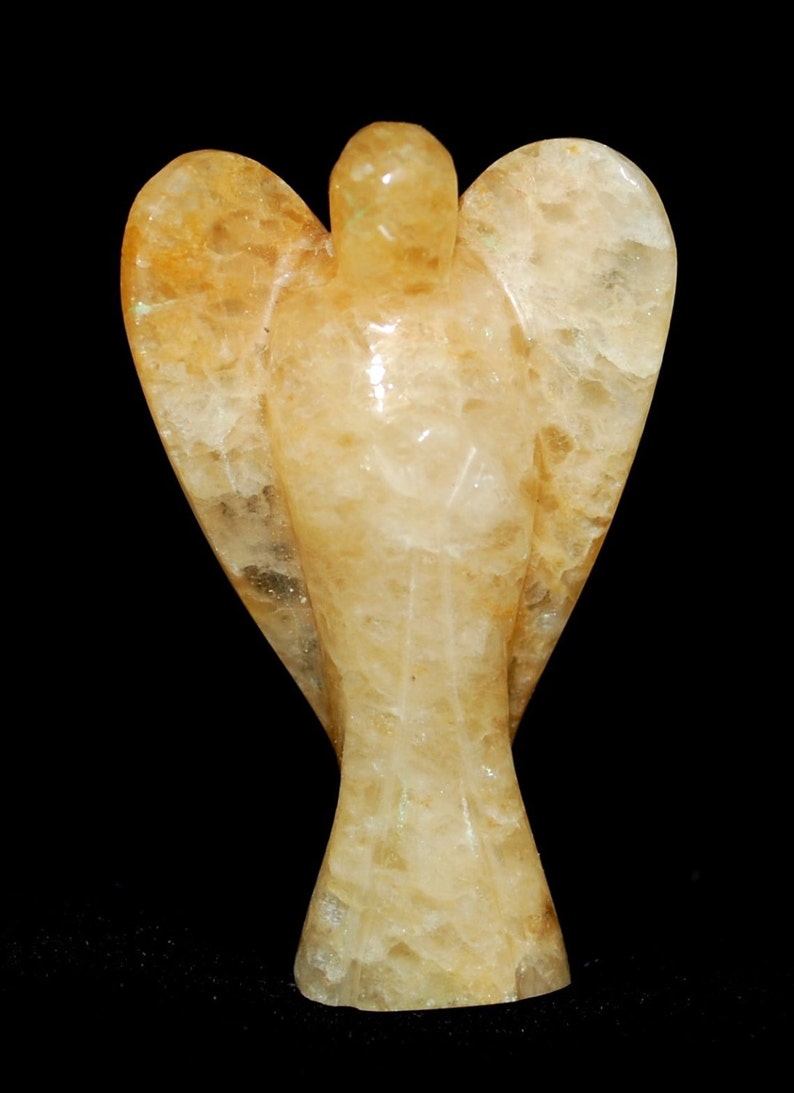 Yellow Jade Crystal Guardian Angel Natural Statue Carving Gift Etsy