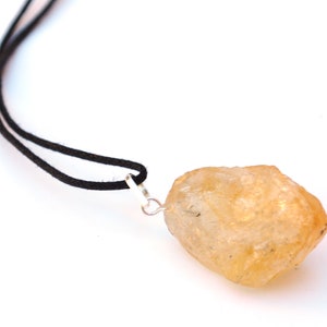 Raw Citrine Crystal Stone Pendant Necklace - Stone of Abundance