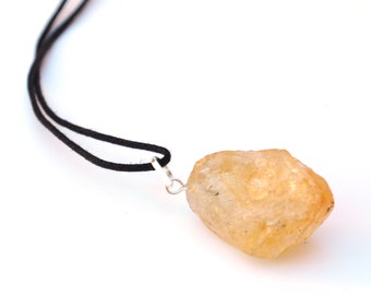 Raw Citrine Crystal Stone Pendant Necklace - Stone of Abundance