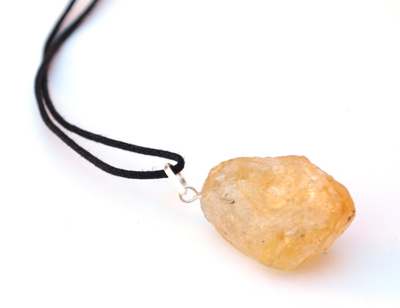 Raw Citrine Crystal Stone Pendant Necklace Image 0