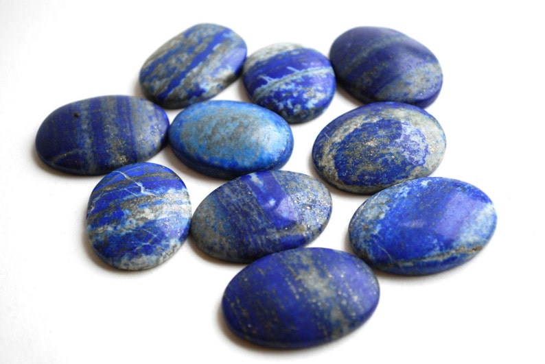 Natural Lapis Lazuli Crystal Cabachone Palm Stone Beautifully Gift Wrapped Stone of Self-Expression image 2