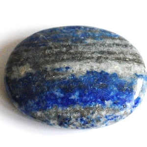 Natural Lapis Lazuli Crystal Cabachone Palm Stone Beautifully Gift Wrapped Stone of Self-Expression image 1