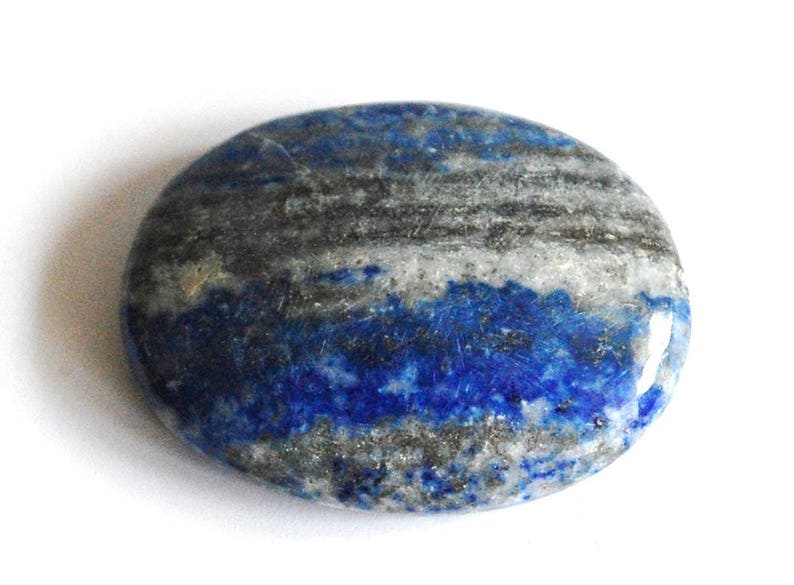 Natural Lapis Lazuli Crystal Cabachone Palm Stone Beautifully Gift Wrapped Stone of Self-Expression image 1