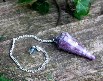 Natural Lepidolite Crystal Pendulum (Beautifully Gift Wrapped) - Stone of Independence