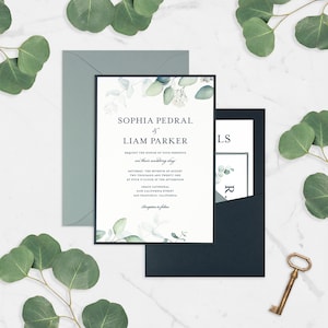 Ethereal Garden Panel Pocket Wedding Invitation Suite, Deposit to Get Started
