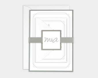 Simply Chic Monogram Wedding Invitation Suite, Gray and White