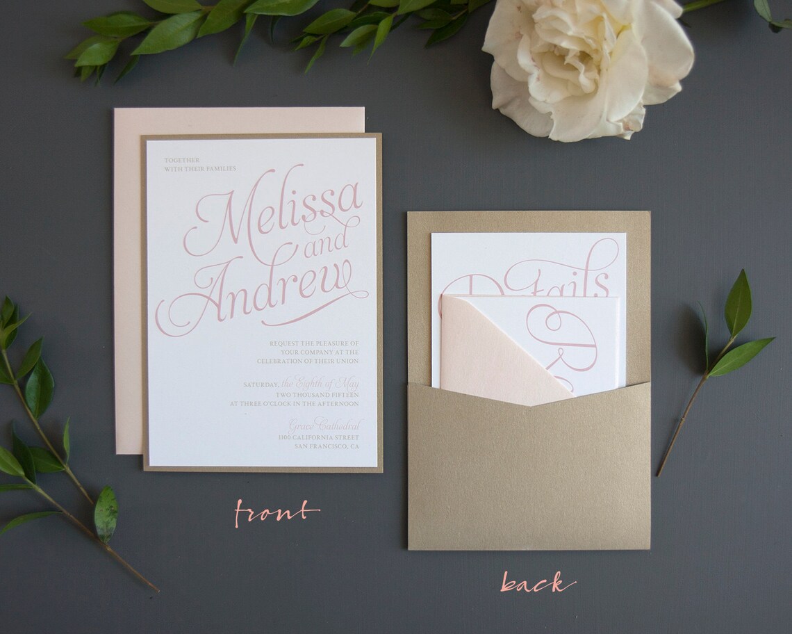 Classic & Elegant Wedding Invitation SAMPLE Panel Pocket Etsy