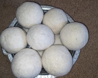 Six Large Handmade Felted Sheep WOOL DRYER BALLS