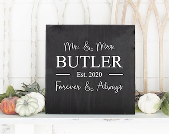 Bridal Shower Gift, Wedding present for couple, Wood Sign, Forever and Always, Custom wedding sign