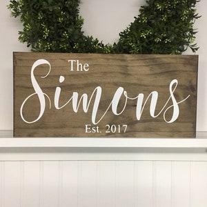 Personalized Wedding Gift idea for couple, Last Name Sign, Rustic wedding gift bride and groom, Wood Sign, Custom Family Sign, Name sign, image 1