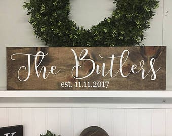 Bridal Shower Gift, Anniversary Gift, Last Name Sign, Gift For Bride, Name Sign Wedding, Last Name Established Sign, Last Name Wood Sign