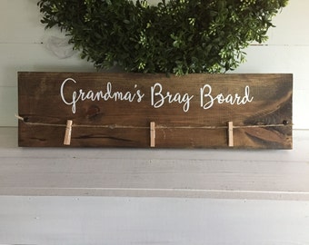 Gift for Grandma - personalizes photo or art holder -  Grandparent wood sign - Grandma photo board