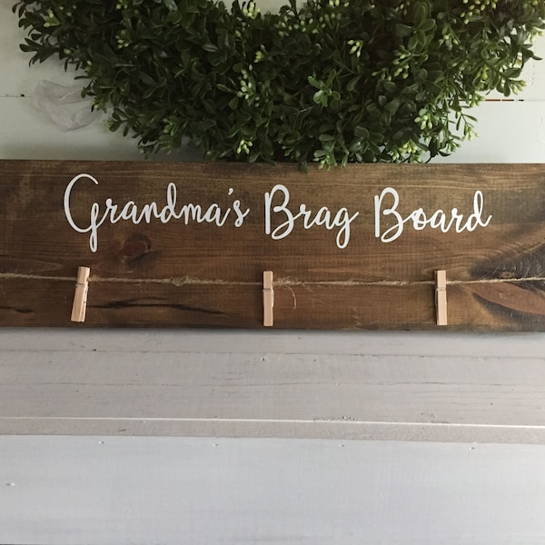 Gift for Grandma - personalizes photo or art holder -  Grandparent wood sign - Grandma photo board