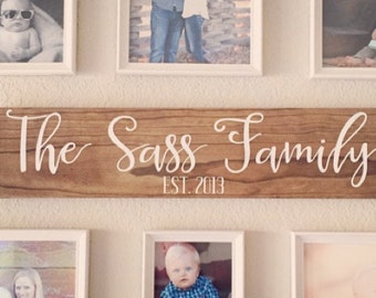 Last name sign, family sign, family name sign, wedding gift, established wood sign, rustic name sign, wooden sign, rustic family sign