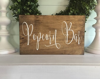 Barre de pop-corn - Panneau de barre de pop-corn - Panneau en bois de pop-corn - Pop-corn de mariage - Panneau de mariage personnalisé - Panneau personnalisé - Panneau de mariage -
