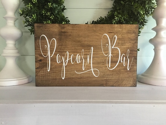 Unpainted Freestanding Popcorn Bar Wood Sign Wedding Reception Decor 
