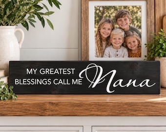 Panneau personnalisé pour grands-parents, panneau en bois personnalisé avec le nom de grand-mère, cadeau pour petits-enfants, panneau « Mes plus grandes bénédictions »