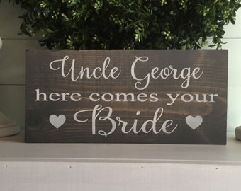 Here comes the Bride sign - Flower girl sign - ring bearer sign - Here comes your bride sign - Rustic wedding sign -  Wood wedding sign