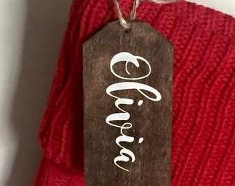 customized wooden tags, Stocking name tag, personalized stocking tag, Stocking tag, personalized stocking tag, custom tag, gift tag