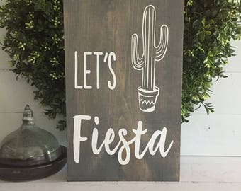 Lets Fiesta - Lets Fiesta sign - Fiesta decorations - Wedding Taco Bar sign - custom sign - wooden sign - wedding signage - Wedding