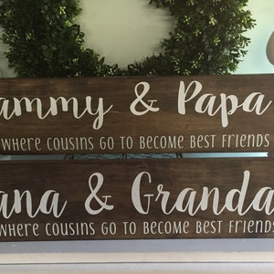 Personalized Gift Grandparents - Wood Sign - Gift for Grandma - Cousins become best friend