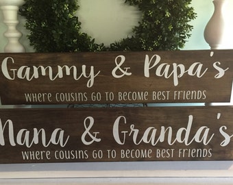 Personalized Gift Grandparents - Wood Sign - Gift for Grandma - Cousins become best friend
