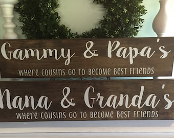 Cadeau personnalisé grands-parents - Panneau en bois - Cadeau pour grand-mère - Les cousins deviennent les meilleurs amis du monde