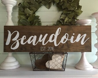 last name sign, family sign, family name sign, wedding gift, wood sign, established wood sign, wooden sign, custom sign,