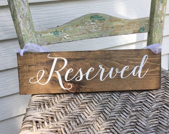 Reserved Sign, Reserved Wedding Sign, Reserved Chair sign, Reserved row sign, Reserved Signs for Wedding, Custom wedding sign, wood sign