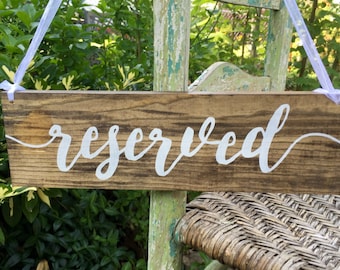 Signe réservé, Signe de mariage réservé, Signe de chaise réservée, Signe de rangée réservée, Signes réservés pour mariage, Signe de mariage personnalisé, Signe de bois