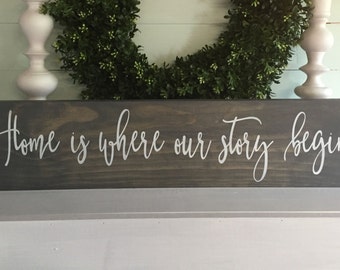 Home is where our story begins, Home is where our story begins sign, welcome home sign,  rustic home decor, wood sign, rustic sign, custom