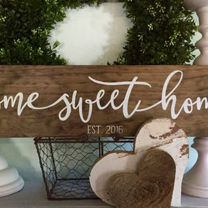 home sweet home, home sweet home sign, wood signs, established wood sign, wooden signs, home sign, new home date, farmhouse