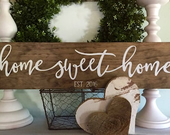 home sweet home, home sweet home sign, wood signs, established wood sign, wooden signs, home sign, new home date, farmhouse