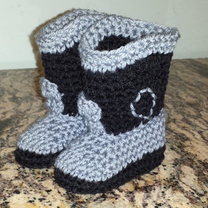 Black and Gray cowboy boot style baby booties image 2