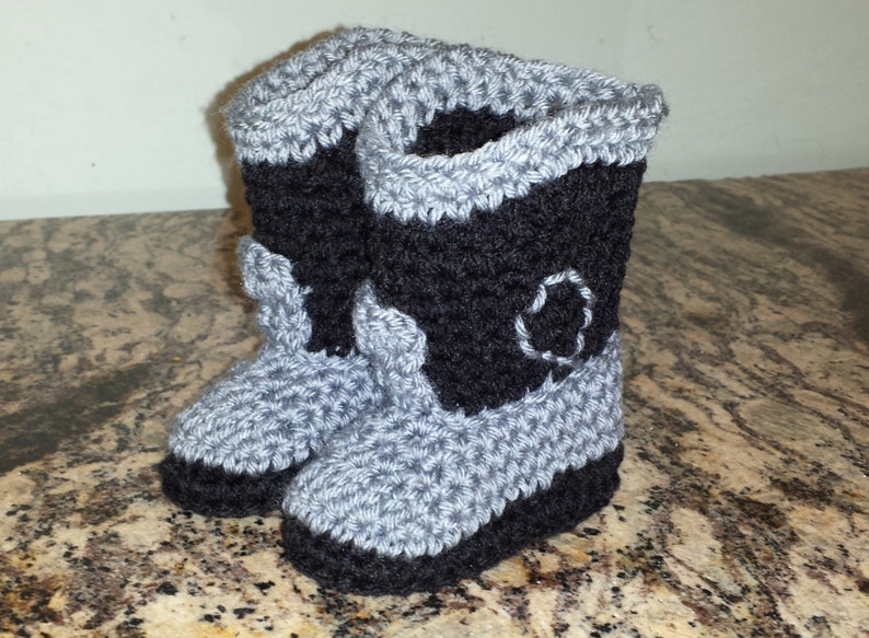 Black and Gray cowboy boot style baby booties image 2
