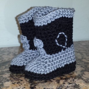 Black and Gray cowboy boot style baby booties image 1