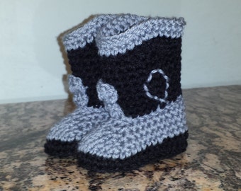 Black and Gray cowboy boot style baby booties