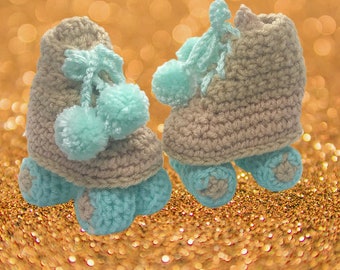 Beige Roller Skate Style baby booties