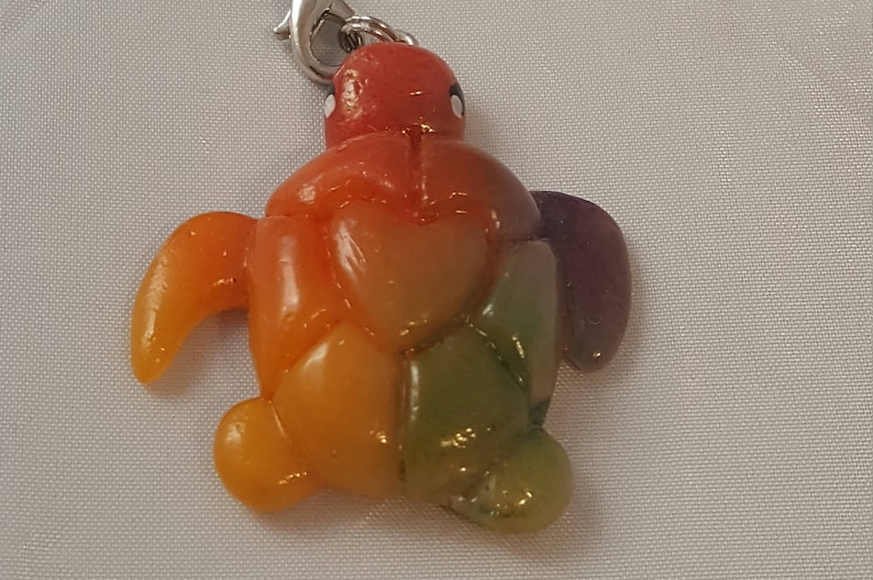 Polymer Clay Rainbow Turtle Keychain Etsy Canada