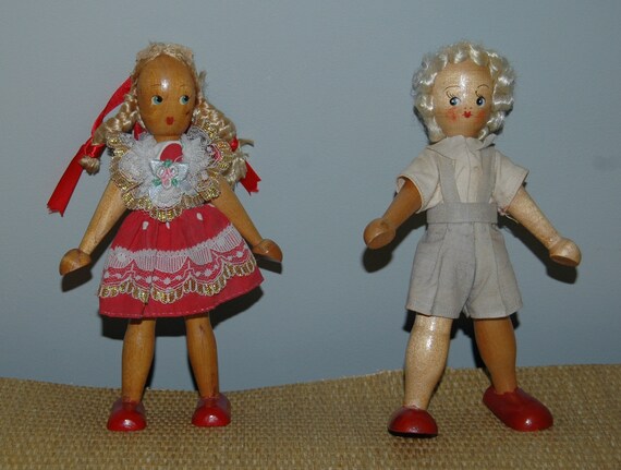 vintage wooden dolls