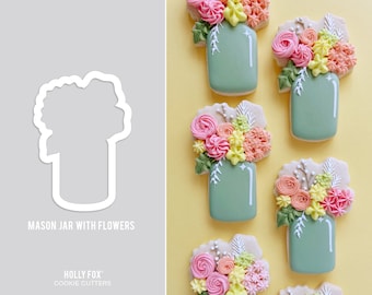 Mason Jar with Flowers Cookie Cutter