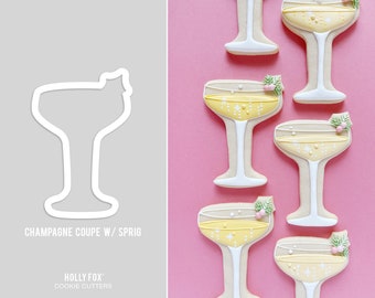Champagne Coupe w/ Sprig Cookie Cutter