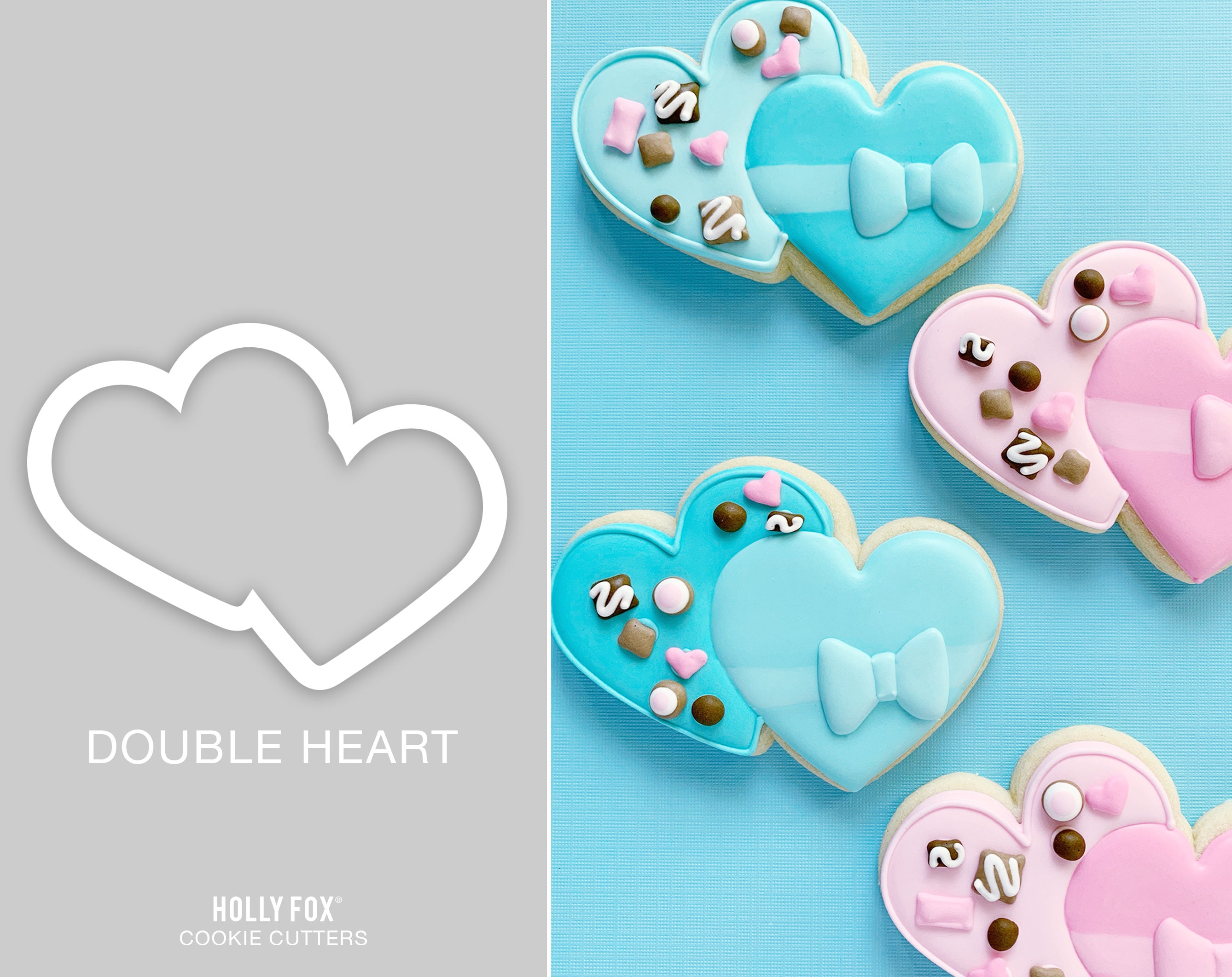 Double Heart Cookie Cutter, Double Heart Fondant Cutter, Double Heart Clay  Cutter