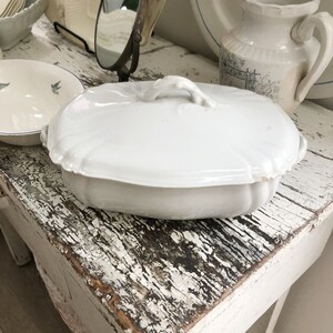 VINTAGE IRONSTONE TUREEN + Lid • Johnson Bros. English Covered Dish • Beautifully Detailed Unique Covered Dish for a Variety of Uses!