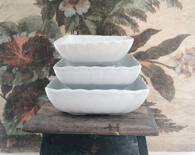 Vintage LARGE SQUARE IRONSTONE Bowl Vintage Meakin 1890 Ironstone