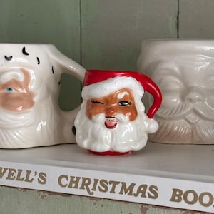 VINTAGE SANTA MUG • Mini Mid-Century Winking Santa Claus Mug Collectible for Display or Tree Ornament !